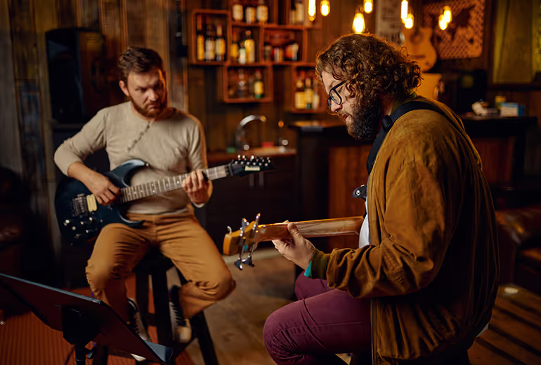 Musicians playing guitar