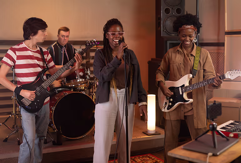 Band performing on stage